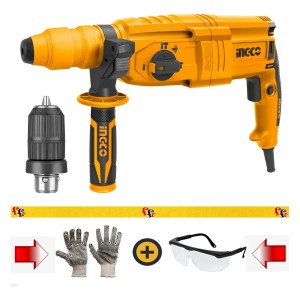 Kit Rotomartillo C/mandril Adaptador Ingco Rgh9028-2 + Guant