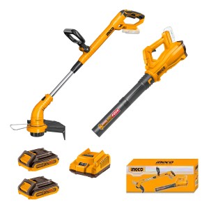 Combo Cortacesped - Orilladora + Soplador Inalámbrico Color Amarillo