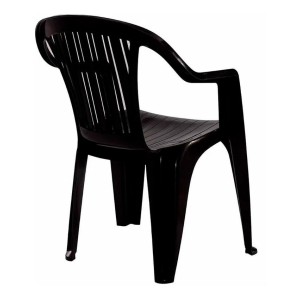 Silla Sillon Apilable Pvc Negra Titan Garden Life Negro