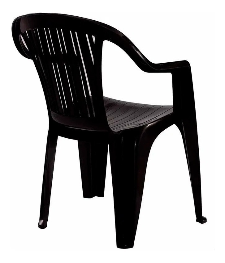 Silla Sillon Apilable Pvc Negra Titan Garden Life Negro