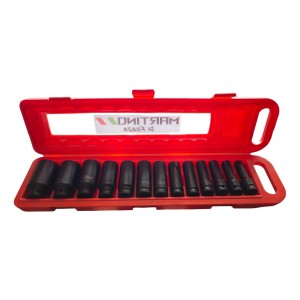 Juego Dados Largo 13 Piezas 1/2 Impacto Martino Di Forza Cromo Vanadio Negro