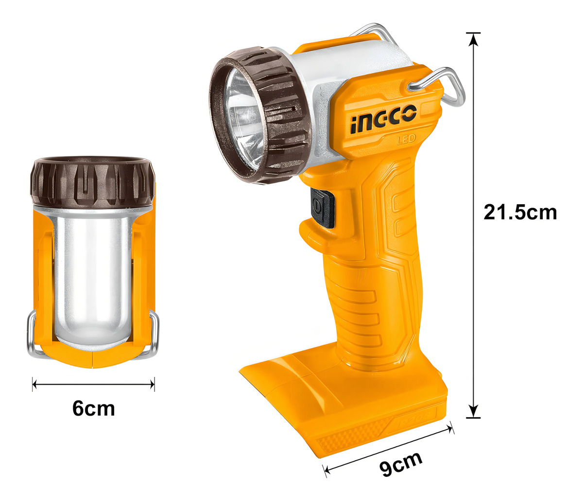 Linterna Led Inalámbrica 20v Bateria Amarillo - Imagen 5