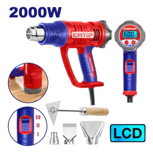 Pistola De Calor 2000w Con Display Lcd Temperatura Ajustable Emtop Ehgn20056