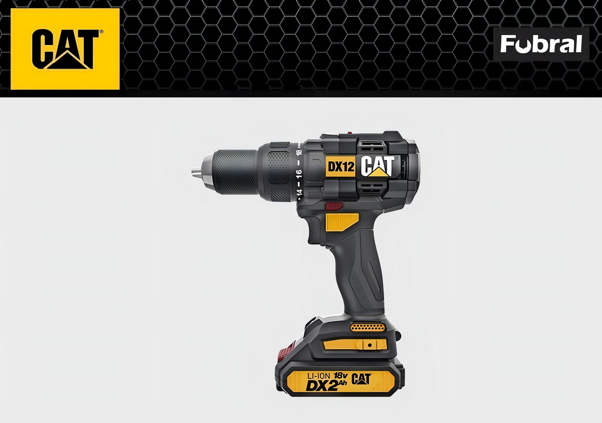 Taladro A Batería Caterpillar 18volt Con Percutor Dx12 Color Negro Frecuencia 50hz 50 Hz - Imagen 2