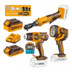 Pack Llave Crique Pistola Calor Linterna Cargador Ingco