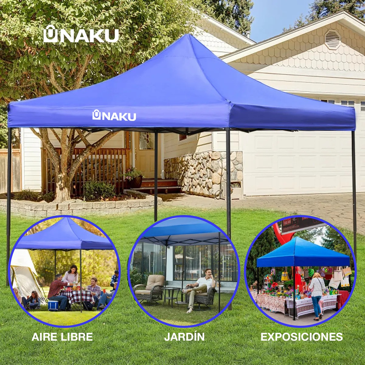 Gazebo Impermeable Azul 3x3 Naku Plegable De Alta Calidad - Imagen 8