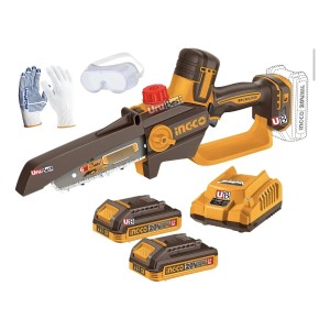 Mini Motosierra 20v 6p Ingco Bl +2 Baterías Y Autolubricante