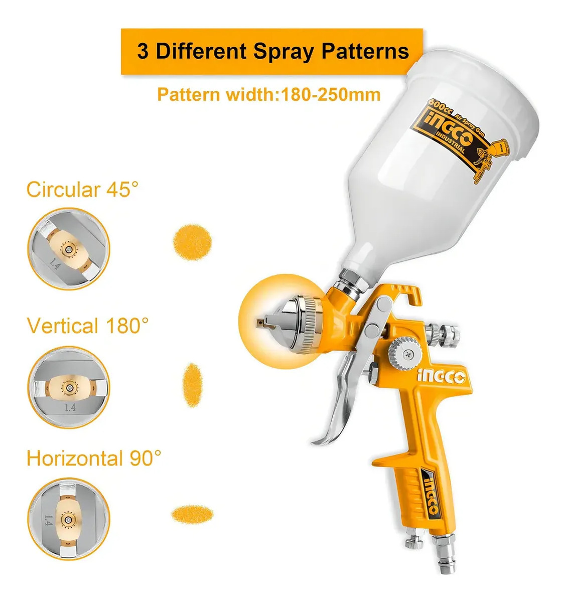 Pistola Pintar 1,4mm Auto Tunig Ingco Asg1061 600cc - Imagen 3