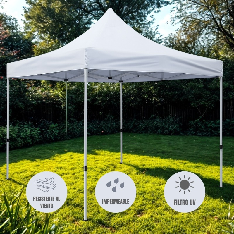 Gazebo Plegable Impermeable 3x3 Metros Estructura Unilux Color Blanco Fácil De Armar - Imagen 4
