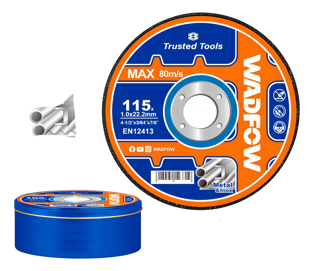 Lata X 50 Discos Corte Metal 4 1/2 X 1.0 Mm Wadfow Wac3l45 Color Azul