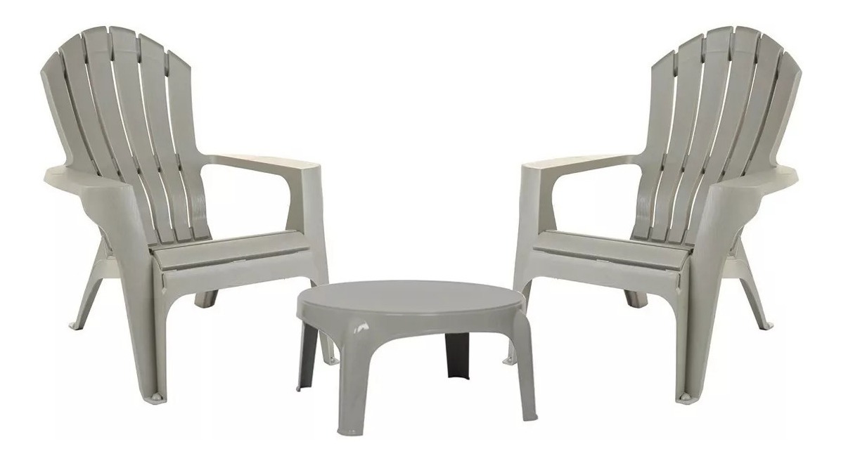 Sillón Miami Gris X2 + Mesa Ratona Mueble De Jardín - Tyt