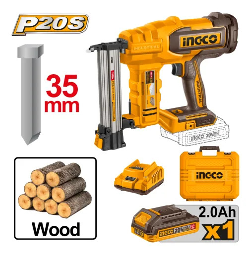 Clavadora 20v 35mm + Batería Cargador Valija Ingco Cbnli208 - Imagen 2