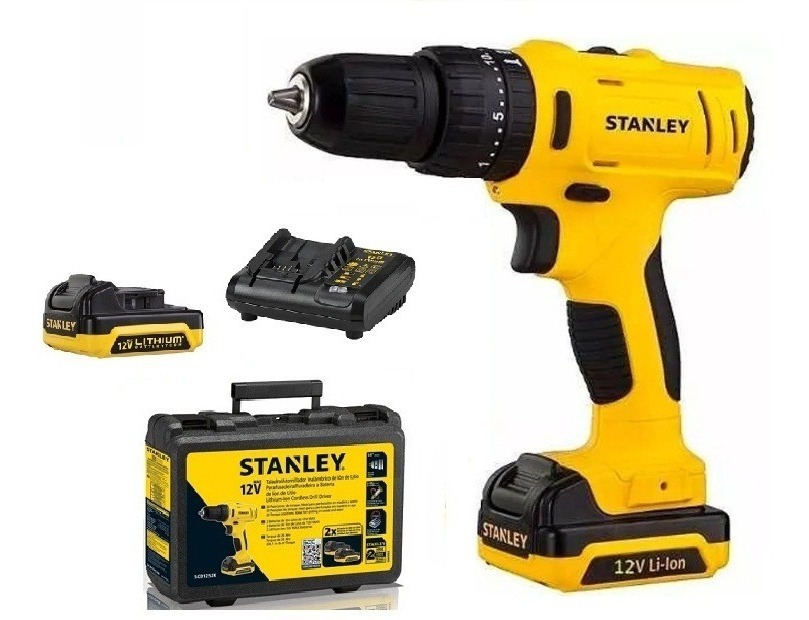 Taladro Percutor Atornillador Inalámbrico De 10mm Stanley Sch12s2k + Accesorio Con Maletín De Transporte Amarillo - Imagen 2