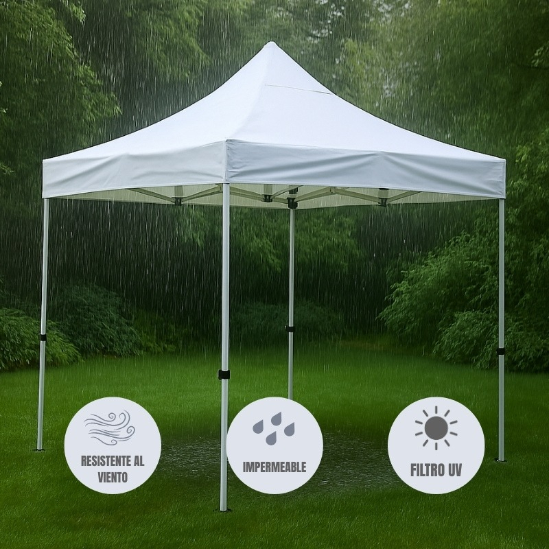 Gazebo Plegable Impermeable 3x3 Metros Estructura Unilux Color Blanco Fácil De Armar - Imagen 5