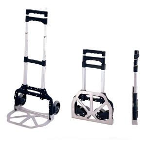 Carro De Mano Plegable Aluminio 75kg Mango Expandible 2 Ruedas Negro