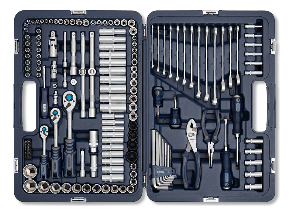 Set Herramientas Llaves Tubo Bremen Mechaniker 160pz 8010 Azul