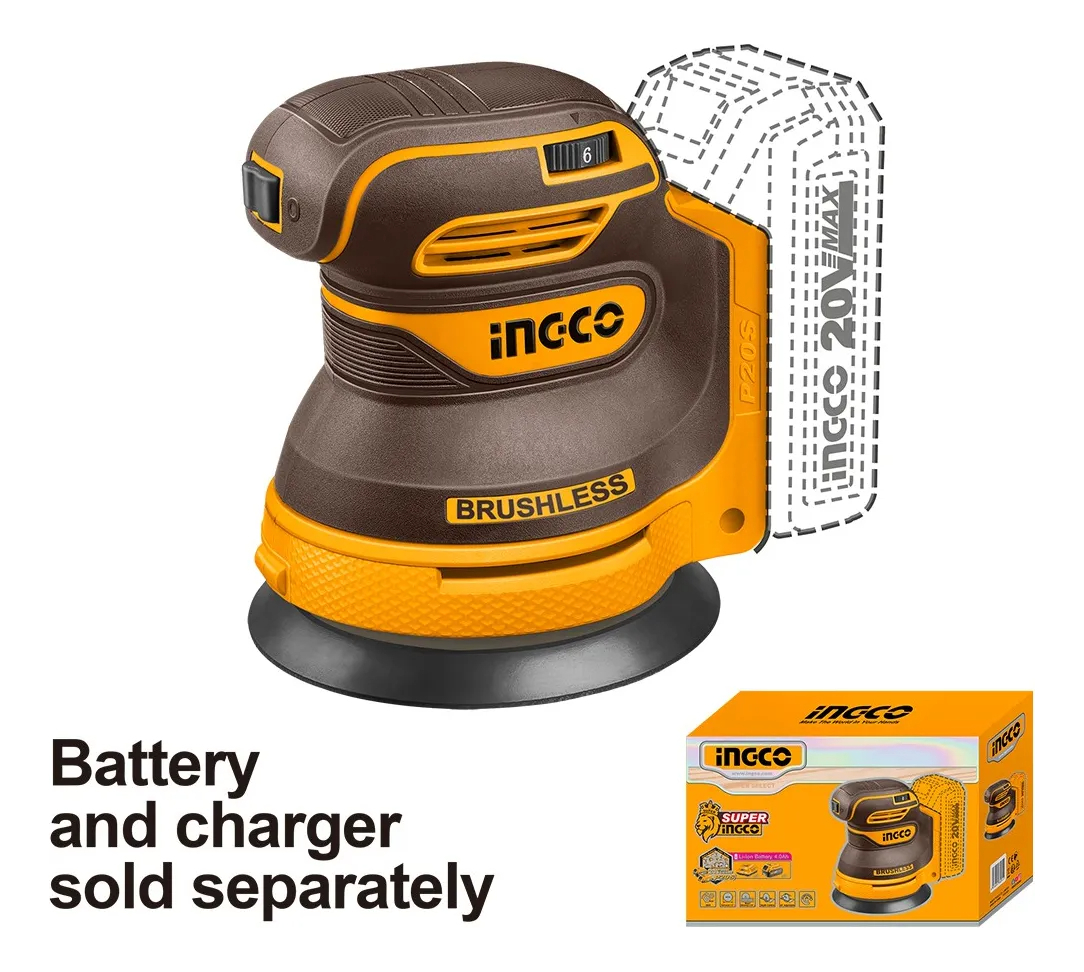 Lijadora Roto Orbital Sin Bateria S/car Ingco Crosli2002 Amarillo 50hz/60hz - Imagen 3