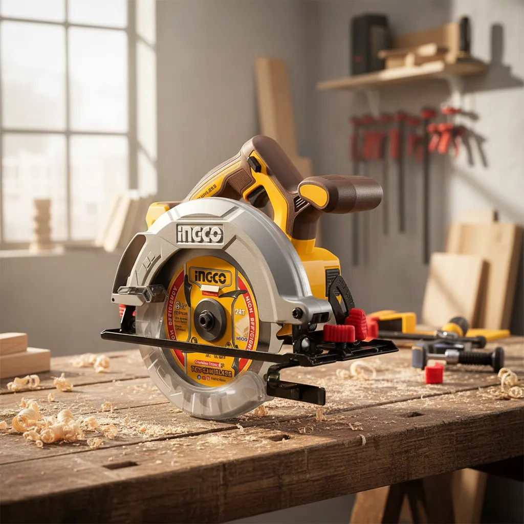 Sierra Circular A Batería Ingco 20v Motor Sin Carbones Csli1 Amarillo 50hz/60hz - Imagen 2