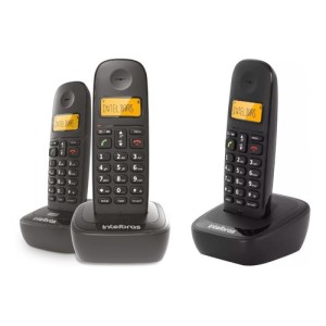 Teléfono Inalámbrico Intelbras Triple Base Electrocom Color Negro