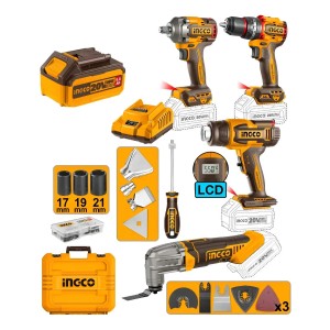 Kit Combo Crique 20v Pistola Calor Linterna + Baterias Ingco