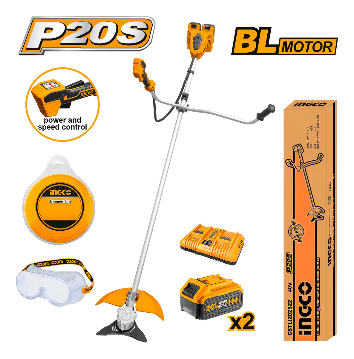 Desmalezadora Bateria C 2 Bat 4ah Carg Cstli202522 -smf Color Anaranjado