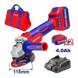 Amoladora Inalámbrica 115mm 2bat Cargador Bolso Emtop Rojo/azul
