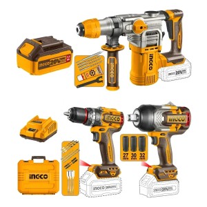 Kit Rotomartillo+taladro Atorn+llave Impacto 3/4 Ingco