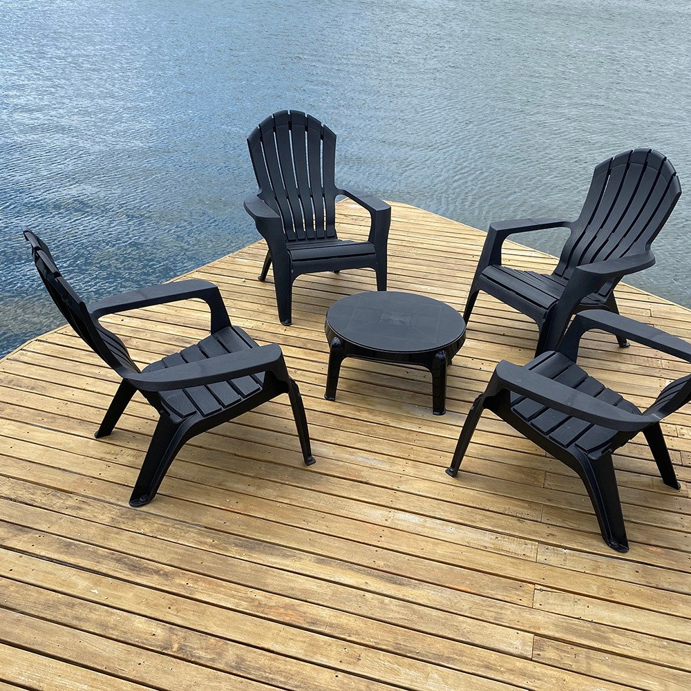 Sillon Miami X4 + Mesa Ratona Jardin Plástico Garden Life Color Negro - Imagen 2