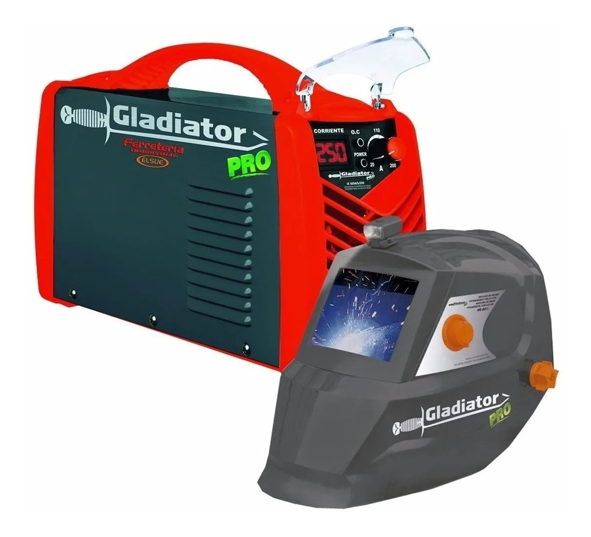 Soladora Gladiator 250amp + Careta Soldar Gladiator