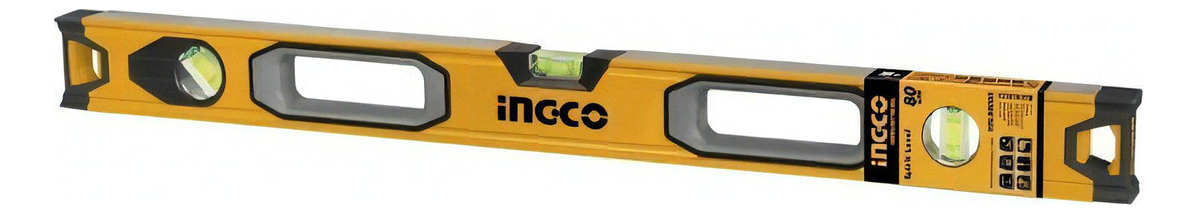 Nivel Aluminio Industrial Ingco 80cm Amarillo Hsl08080
