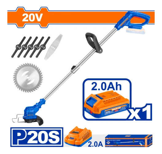 Desmalezadora A Bateria 20v Bat 2.0ah + Accesorios Wadfow - Imagen 2