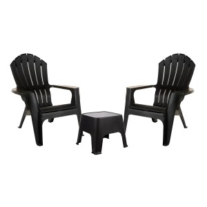 Sillón De Jardin Miami X2 + Mesa Ratona Sunset Color Negro Garden Life Liso