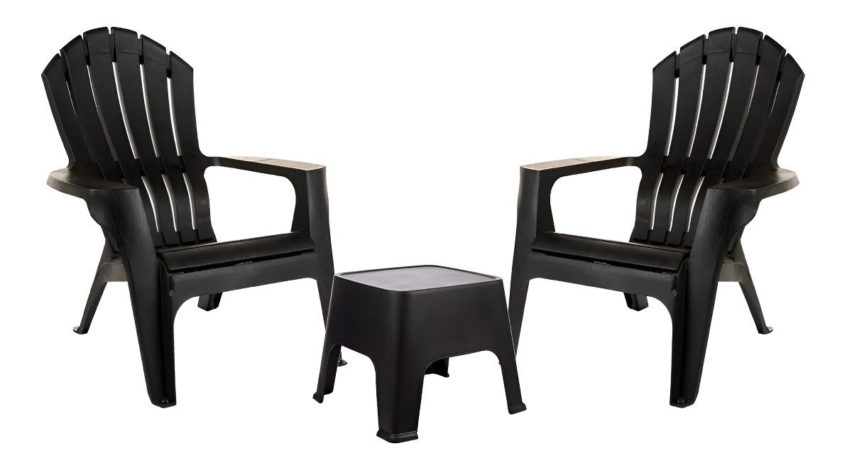 Sillón De Jardin Miami X2 + Mesa Ratona Sunset Color Negro Garden Life Liso