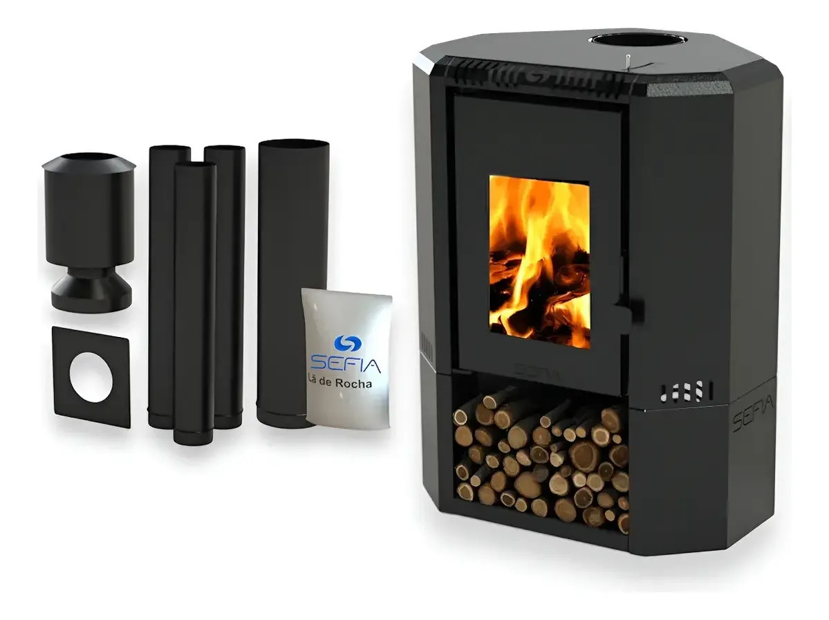 Calefactor Premium A Leña Esquinero 90m2 Sefia Murcia