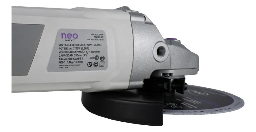 Amoladora Angular 230mm 2700w Neo Next Aa1223/4/220 Color Gris - Imagen 3