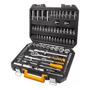 Juego Dados Tubo Llave 94 Pcs 1/2 Y 1/4 Crique Ingco Naranja Claro