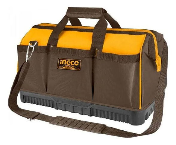 Bolso De Herramientas Ingco 16 Bolsillos 16 Htbg Color Negro