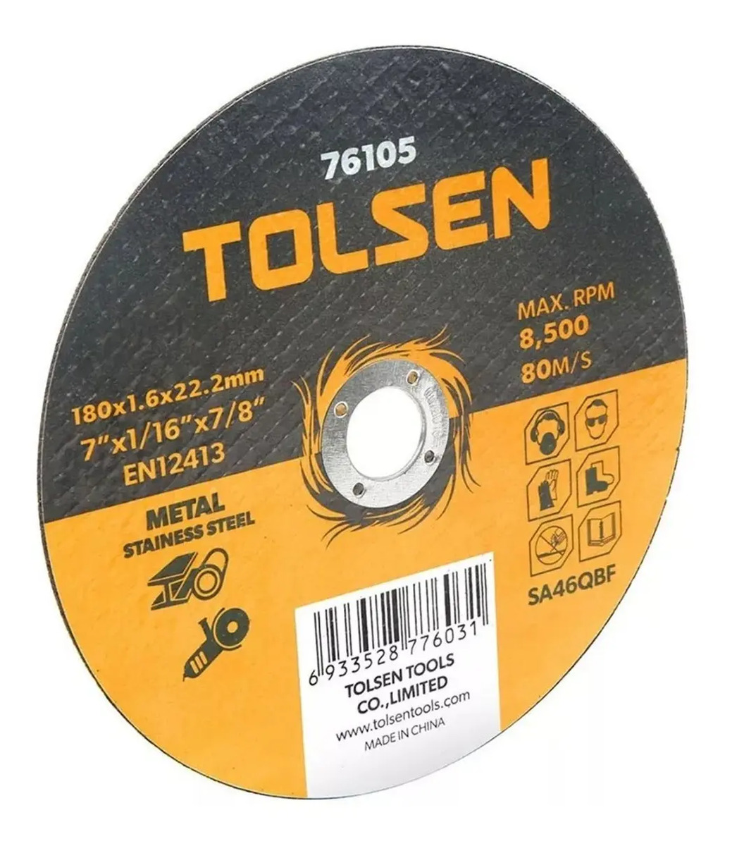 Disco De Corte P/metal Y Acero Inoxidable 7'' Tolsen - 76105