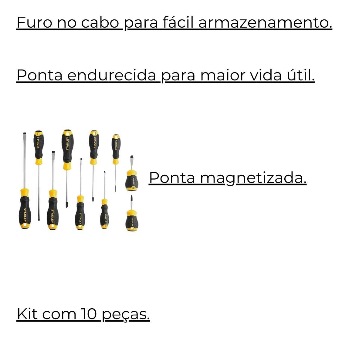 Jgo. Destornilladores X 10 Pzs. Basic Stanley Stmt66676-840 - Imagen 2