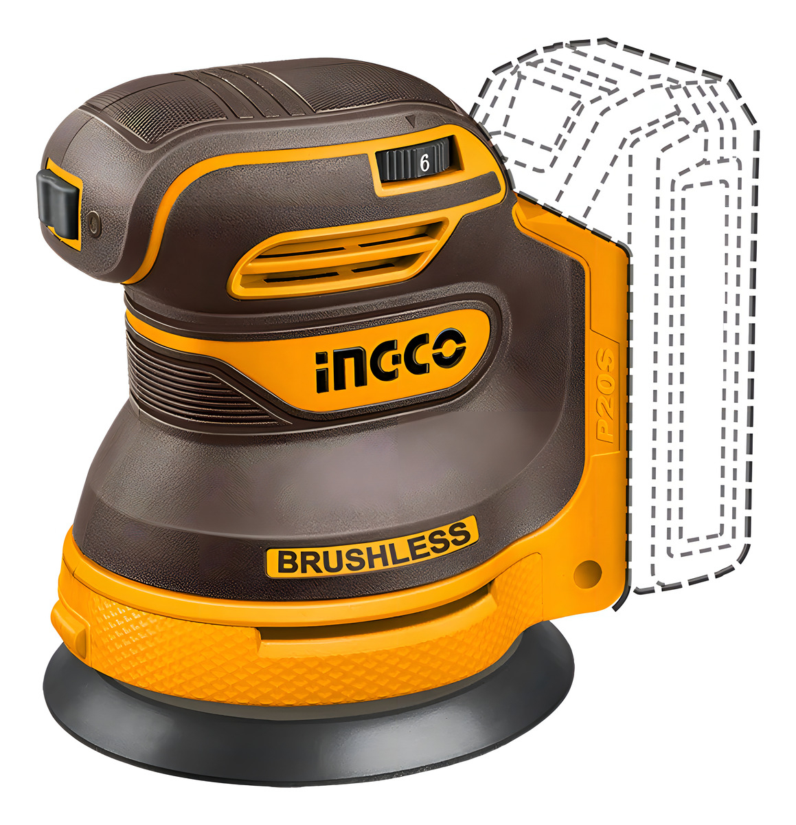 Lijadora Roto Orbital Sin Bateria S/car Ingco Crosli2002 Amarillo 50hz/60hz