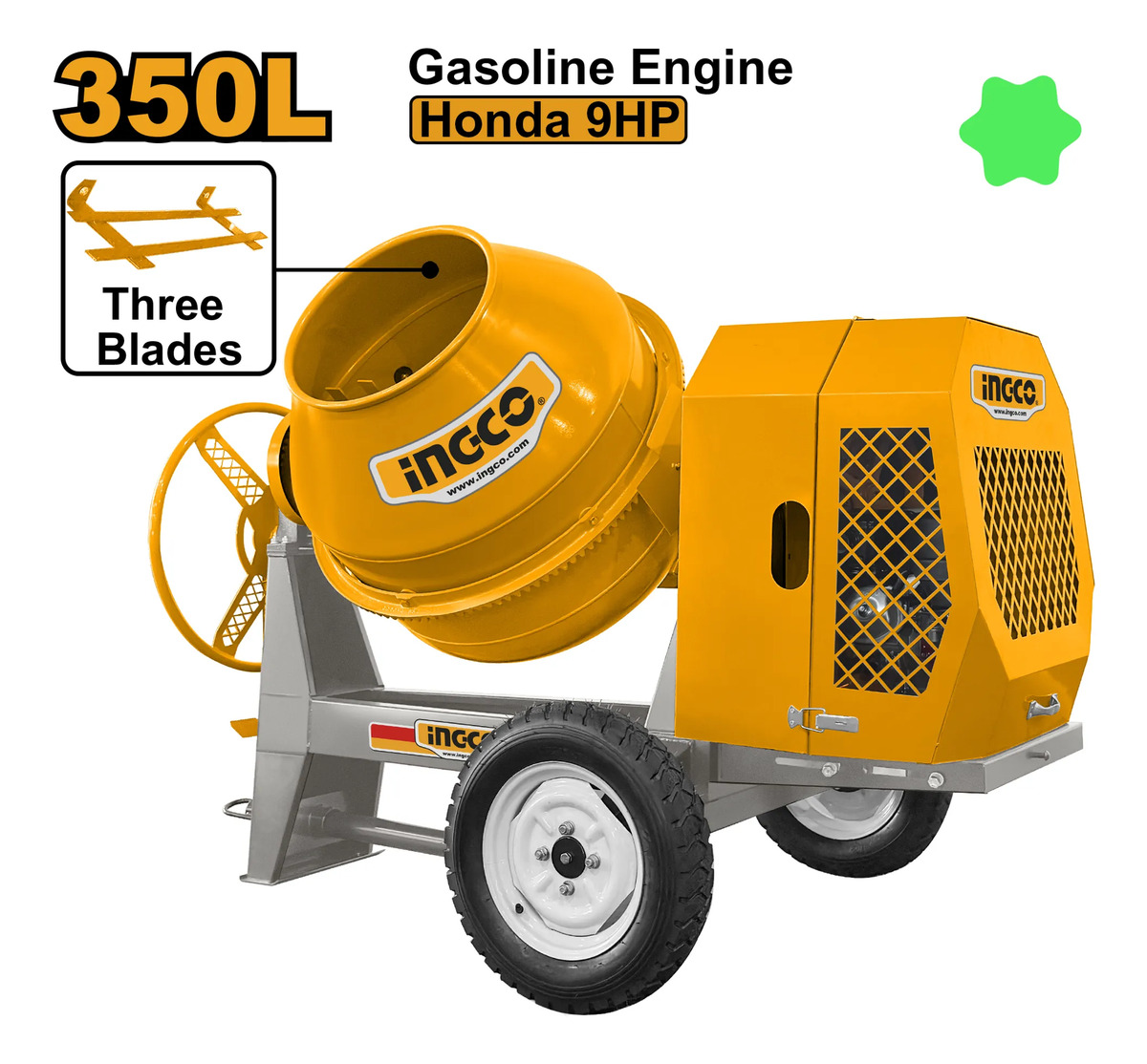 Hormigonera 350lts 6600w 9hp Ingco Cm906-2 - Imagen 2