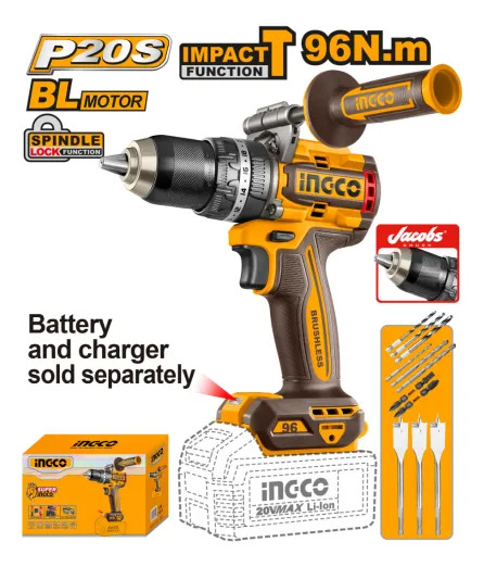 Taladro Atornillador Percutor Inalambrico 96nm Ingco Cidli20 - Imagen 2