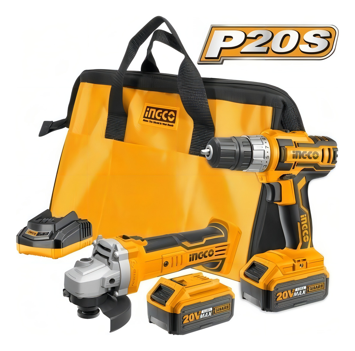 Kit Amoladora Angular + Atorn Ingco Ckli2009 - Smf Color Anaranjada