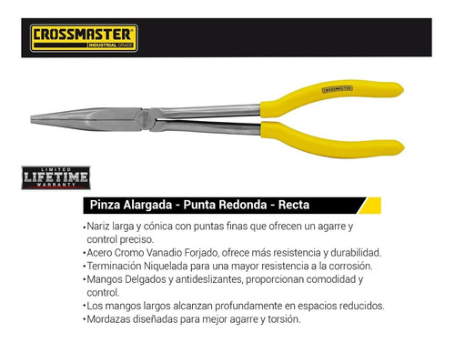Pinza Alargada Punta Redonda Recta Crossmaster 280 Mm - Imagen 2