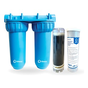 Filtro Bajo Mesada Doble Azul +carbón+ Kdf Y Carbón Prensado