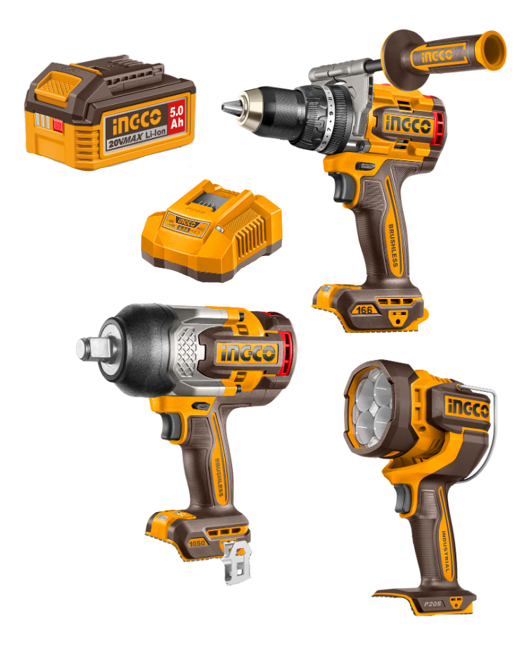 Kit Combo A Bateria 20v Set 3 Herramientas Accesorios Ingco