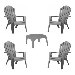 Sillon Miami X4 + Mesa Ratona Jardin Plástico Garden Life Color Gris