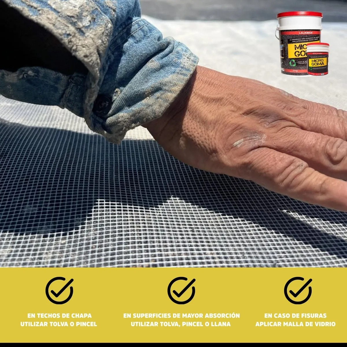 Microgoma Membrana Impermeabilizante Techos 4,4kg Solanatile Color Gris Claro - Imagen 4