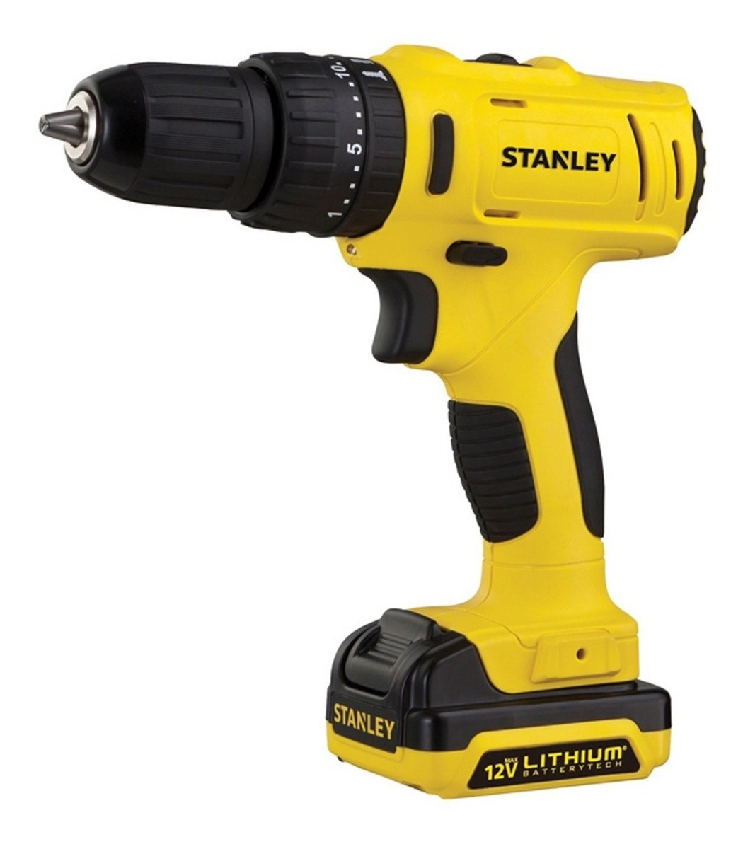 Taladro Percutor Atornillador Inalámbrico De 10mm Stanley Sch12s2k + Accesorio Con Maletín De Transporte Amarillo