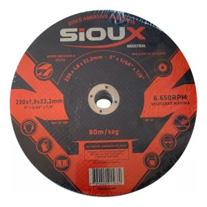 Disco Abrasivo Corte Extrafino Industrial 9 PuLG Sioux (x25) Color Rojo